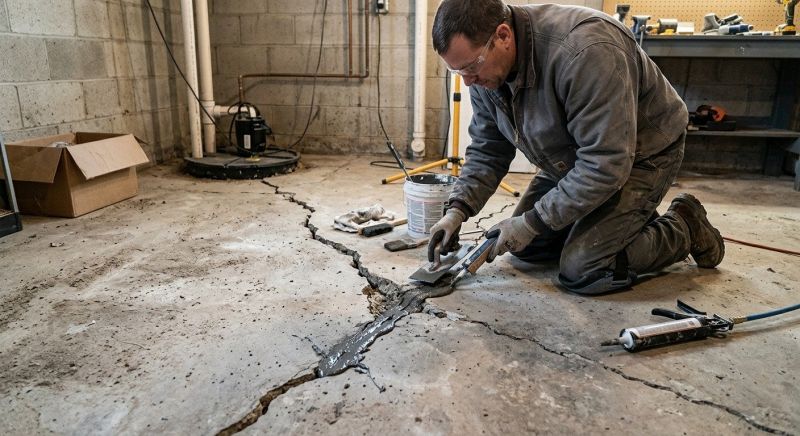 Cracked Basement Floor Repair in Cheshire, CT
