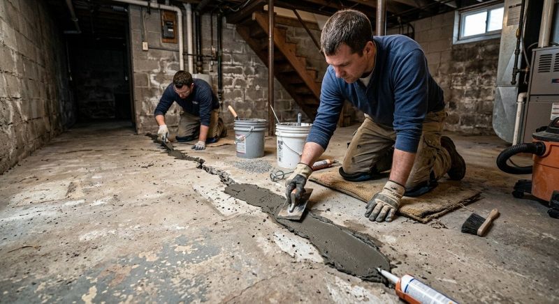 Cracked Basement Floor Repair in Cheshire, CT