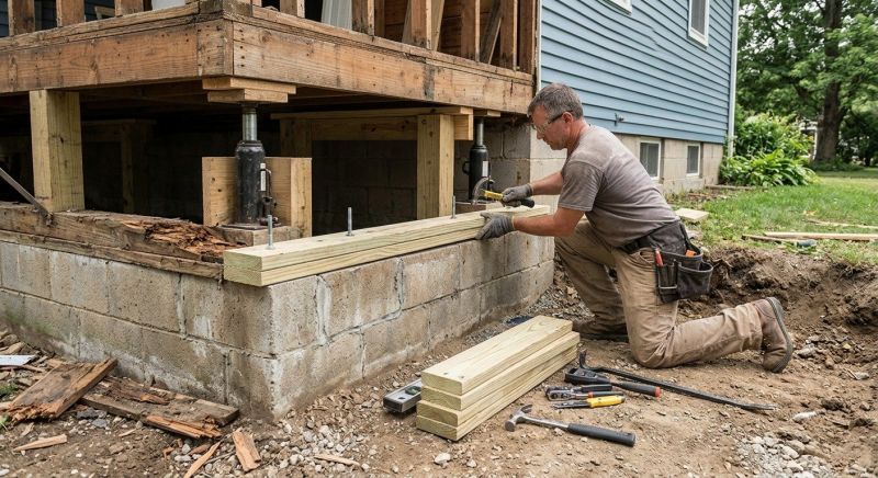 Sinking Foundation Repair in South Glastonbury, CT